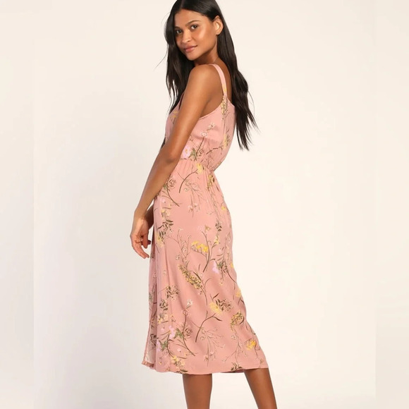 Vero Moda Simply Easy Strap Calf Woven Old Rose/Mille Floral Print Midi Dress XS - Picture 3 of 13